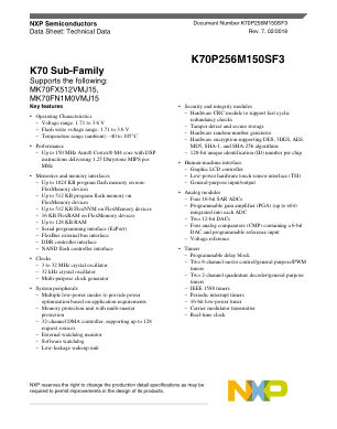 K70P256M150SF3 数据手册首页