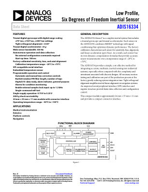 ADIS16334 数据手册首页