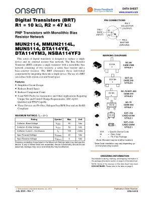 DTA114Y datasheet cover page