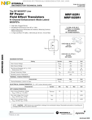 MRF182 datasheet cover page