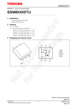 SSM6K405TU datasheet cover page