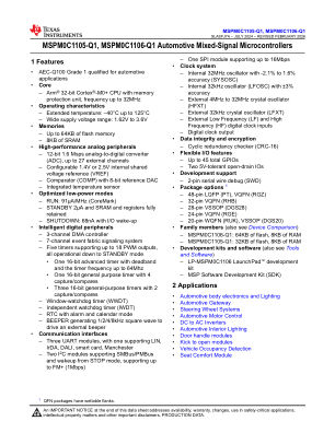 MSPM0C1106-Q1 datasheet cover page