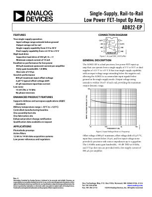 AD822-EP datasheet cover page