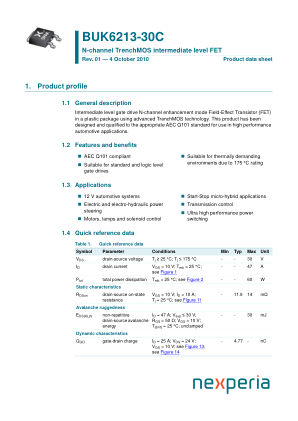 BUK6213-30C datasheet cover page