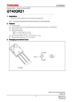 GT40QR21 datasheet cover page