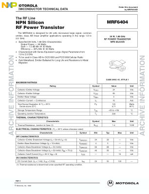 MRF6404 datasheet cover page