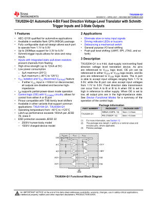 TXU0204-Q1 数据手册首页