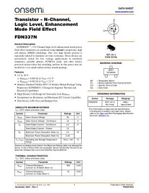 FDN337N datasheet cover page
