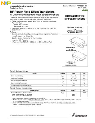 MRF6S24140H 数据手册首页
