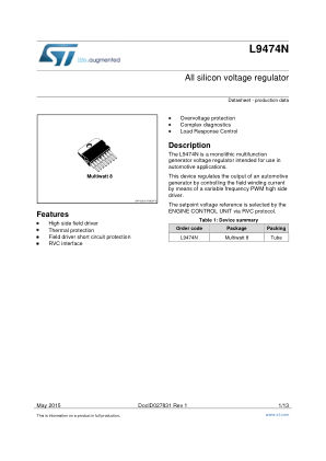 L9474N datasheet cover page