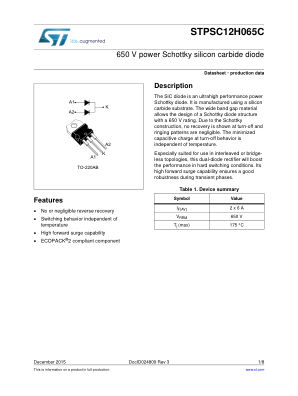 STPSC12H065C datasheet cover page