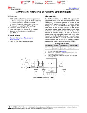 SN74AHC164-Q1 datasheet cover page