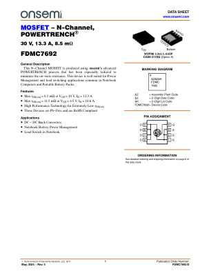 FDMC7692 datasheet cover page