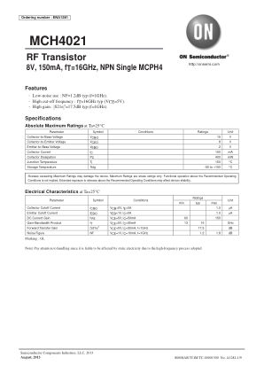 MCH4021 datasheet cover page