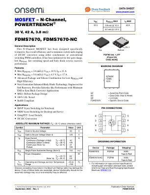 FDMS7670 datasheet cover page