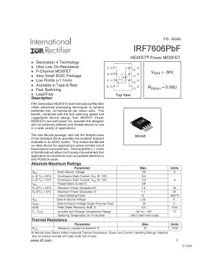 IRF7606 数据手册首页