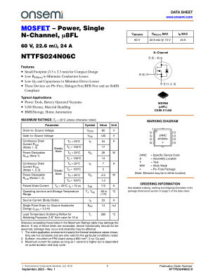 NTTFS024N06C 数据手册首页