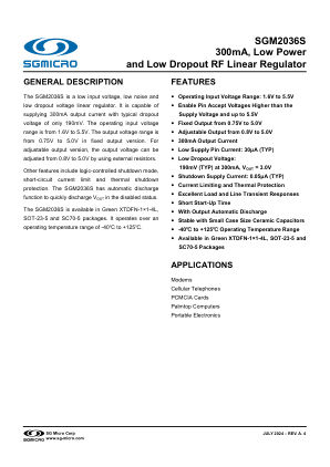 SGM2036S datasheet cover page