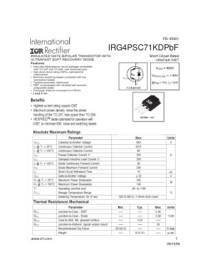 IRG4PSC71KD 数据手册首页