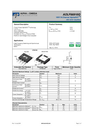 AOLF66910Q 数据手册首页