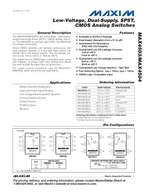 MAX4503 datasheet cover page