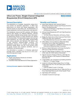 MAX30004 datasheet cover page