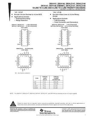 SN74LS148 datasheet cover page