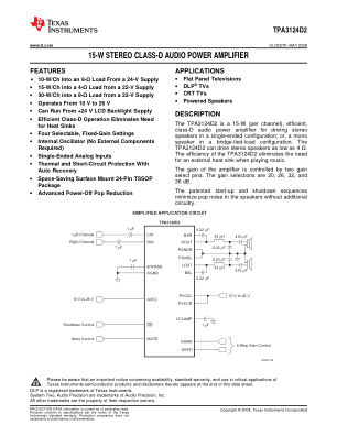TPA3124D2 datasheet cover page