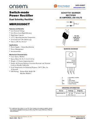 MBR20200CT datasheet cover page