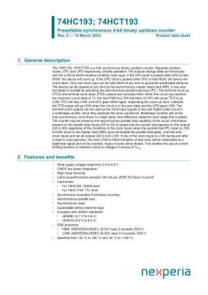 74HC193PW datasheet cover page
