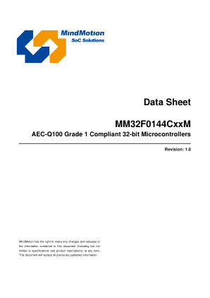 MM32F0144C1TM datasheet cover page
