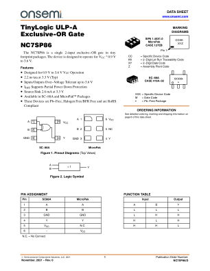 NC7SP86 数据手册首页