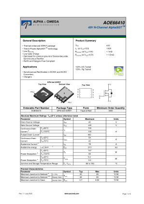 AOE66410 datasheet cover page