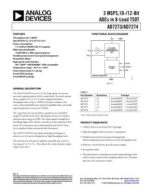 AD7273 datasheet cover page
