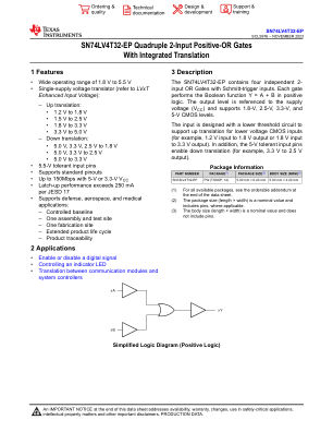 SN74LV4T32-EP datasheet cover page