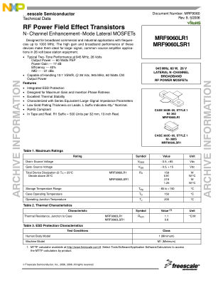 MRF9060 datasheet cover page