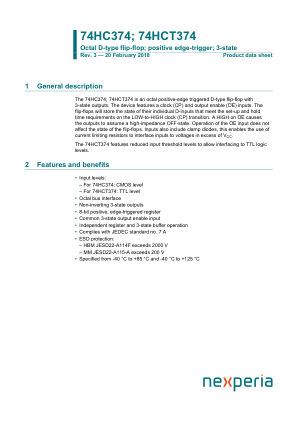74HC374PW datasheet cover page