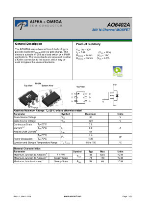 AO6402A datasheet cover page