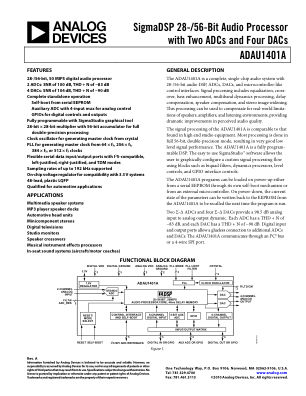 ADAU1401A 数据手册首页