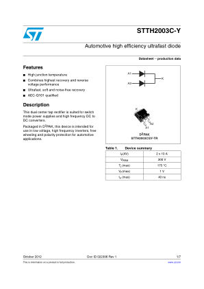 STTH2003C-Y 数据手册首页