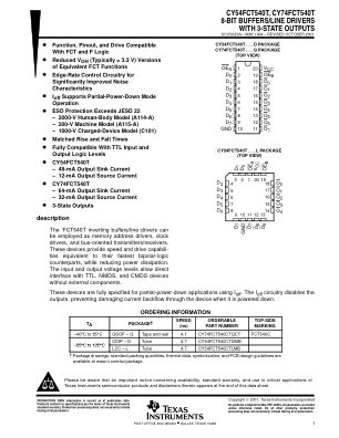CY74FCT540T 数据手册首页