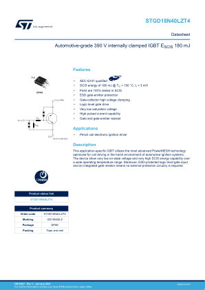 STGD18N40LZT4 datasheet cover page
