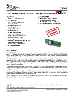 PTV05020W datasheet cover page