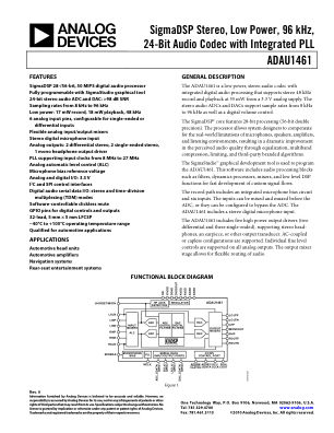 ADAU1461 数据手册首页