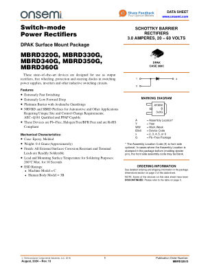 MBRD320 datasheet cover page