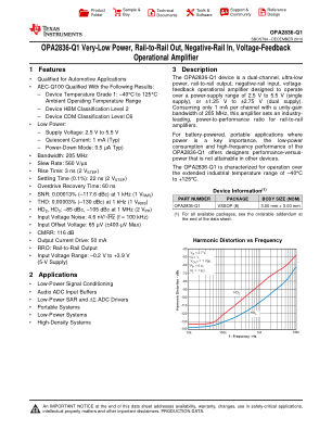OPA2836-Q1 数据手册首页