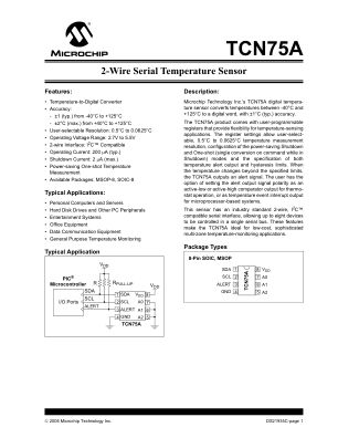 TCN75AVOA713 数据手册首页