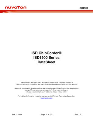 ISD1900 数据手册首页