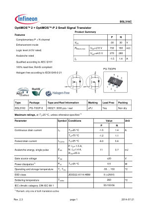 BSL316C datasheet cover page