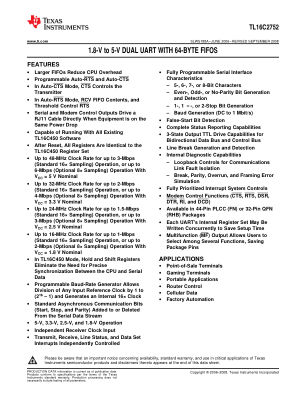 TL16C2752 datasheet cover page